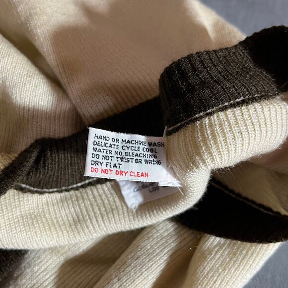 Vintage Lady LaMode Sweater Womens XL Tan Knit Golfer V-Neck Outdoor Preppy - Picture 7 of 9